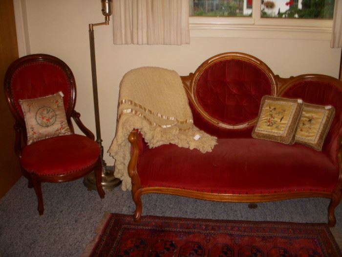 Medallion back sofa and chair