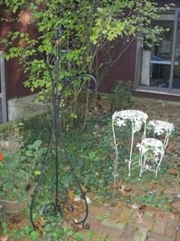 Triple plant hook (black) and a set of 3 indoor/outdoor metal stands in assorted heights
