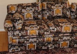 Down Cushion Sofa

Measures 31"tall x 84"wide x 36"deep. Overall excellent condition (we see one hanging thread). Made by W&J Sloane Inc. Upholstered in beautiful asian and peacock design. This sofa was kept in unused room in the house. 