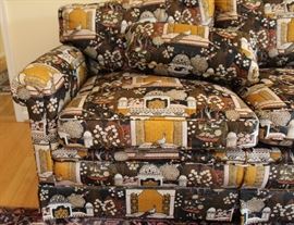 Down Cushion Sofa

Measures 31"tall x 84"wide x 36"deep. Overall excellent condition (we see one hanging thread). Made by W&J Sloane Inc. Upholstered in beautiful asian and peacock design. This sofa was kept in unused room in the house. 