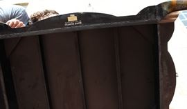 Beautiful Handpainted Side Table

Japanned. Measures 24"tall x 38"wide x 29"deep. Handpainted by: Maitland-Smith LTD. Small sticker on bottom reads: Handmade in Phillipines. Another sticker has written on it: 2543-220. Very beautiful, has pad feet and floral design top with birds. 