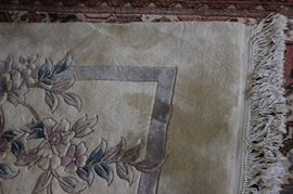 Fine Wool Rug

Some stains, need professional cleaning. Cream colored, floral patterning.
Rug Number: 1001378
Description: Chinese
Size: 6' x 9'
Fiber: 100% wool pile
Annapolis: 62410 CHC
Original Price was: $2995