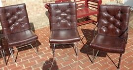 Steel Framed Dining Chair Set

8 chairs total, six without arms and two with arms (captain's chairs). Made by the Jessup Furniture Corporation. Overall very good condition, seem little used and no apparent wear or tear of the material.

All chairs measures 36"tall x 20"wide x 24 1/2"deep.