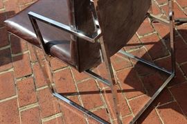 Steel Framed Dining Chair Set

8 chairs total, six without arms and two with arms (captain's chairs). Made by the Jessup Furniture Corporation. Overall very good condition, seem little used and no apparent wear or tear of the material.

All chairs measures 36"tall x 20"wide x 24 1/2"deep.