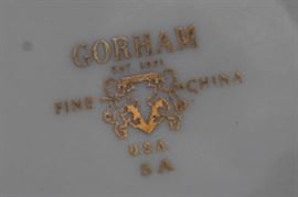  Gorham China Set

Hardly used, no chips or wear. Appears to be 8 five-piece place settings, however 1 dessert plate is missing.

8 dinner plates, 10 1/2" diameter
8 salad plates, 8 1/2" diameter
7 dessert plates, 6 1/4" diameter
8 saucers, 5 3/4" diameter
8 tea cups, 3 1/4"tall, 3 1/2" opening

All patterns match, dinner plates indicate the pattern is "Chinoiserie"