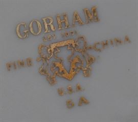  Gorham China Set

Hardly used, no chips or wear. Appears to be 8 five-piece place settings, however 1 dessert plate is missing.

8 dinner plates, 10 1/2" diameter
8 salad plates, 8 1/2" diameter
7 dessert plates, 6 1/4" diameter
8 saucers, 5 3/4" diameter
8 tea cups, 3 1/4"tall, 3 1/2" opening

All patterns match, dinner plates indicate the pattern is "Chinoiserie"