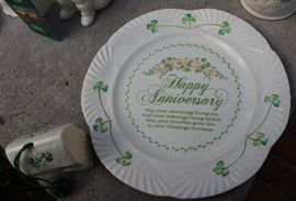  Belleek Porcelain Collection

Includes 8 pieces of fine Irish Beleek Porcelain.

1 Carlingford Cache Pot, 5 3/4"tall
1 "Happy Anniversary" Plate, 9" diameter
1 vine clock, 7 1/2"tall
1 ring holder
1 house-shaped ornament, inside marked "Thirteenth Edition"
1 Claddagh Make-Up Bell
1 leprechaun figurine, 5"tall
1 "Himself" titled mug, 4 3/4"tall

All pieces are in very good condition, no wearing of paint or chipping of ceramics. 