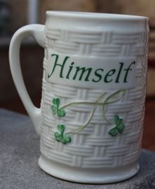  Belleek Porcelain Collection

Includes 8 pieces of fine Irish Beleek Porcelain.

1 Carlingford Cache Pot, 5 3/4"tall
1 "Happy Anniversary" Plate, 9" diameter
1 vine clock, 7 1/2"tall
1 ring holder
1 house-shaped ornament, inside marked "Thirteenth Edition"
1 Claddagh Make-Up Bell
1 leprechaun figurine, 5"tall
1 "Himself" titled mug, 4 3/4"tall

All pieces are in very good condition, no wearing of paint or chipping of ceramics. 