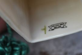  Belleek Porcelain Collection

Includes 8 pieces of fine Irish Beleek Porcelain.

1 Carlingford Cache Pot, 5 3/4"tall
1 "Happy Anniversary" Plate, 9" diameter
1 vine clock, 7 1/2"tall
1 ring holder
1 house-shaped ornament, inside marked "Thirteenth Edition"
1 Claddagh Make-Up Bell
1 leprechaun figurine, 5"tall
1 "Himself" titled mug, 4 3/4"tall

All pieces are in very good condition, no wearing of paint or chipping of ceramics. 