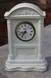  Belleek Porcelain Collection

Includes 8 pieces of fine Irish Beleek Porcelain.

1 Carlingford Cache Pot, 5 3/4"tall
1 "Happy Anniversary" Plate, 9" diameter
1 vine clock, 7 1/2"tall
1 ring holder
1 house-shaped ornament, inside marked "Thirteenth Edition"
1 Claddagh Make-Up Bell
1 leprechaun figurine, 5"tall
1 "Himself" titled mug, 4 3/4"tall

All pieces are in very good condition, no wearing of paint or chipping of ceramics. 