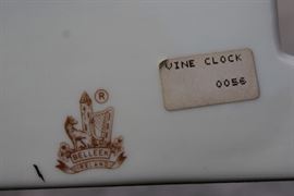  Belleek Porcelain Collection

Includes 8 pieces of fine Irish Beleek Porcelain.

1 Carlingford Cache Pot, 5 3/4"tall
1 "Happy Anniversary" Plate, 9" diameter
1 vine clock, 7 1/2"tall
1 ring holder
1 house-shaped ornament, inside marked "Thirteenth Edition"
1 Claddagh Make-Up Bell
1 leprechaun figurine, 5"tall
1 "Himself" titled mug, 4 3/4"tall

All pieces are in very good condition, no wearing of paint or chipping of ceramics. 