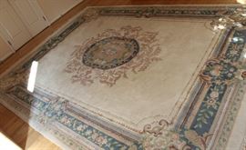 Genuine Chandella Wool Rug

100% Pure New Wool Pile Hand-Woven in India

Loom size: 11'o x 4
Carpet No 43
Code No 769
A Kumar Product

Overall very good condition. Depressions where dining table was, and some light stains. 