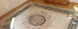 Genuine Chandella Wool Rug

100% Pure New Wool Pile Hand-Woven in India

Loom size: 11'o x 4
Carpet No 43
Code No 769
A Kumar Product

Overall very good condition. Depressions where dining table was, and some light stains. 