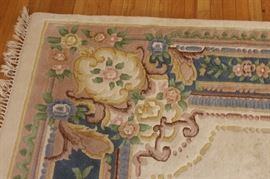 Genuine Chandella Wool Rug

100% Pure New Wool Pile Hand-Woven in India

Loom size: 11'o x 4
Carpet No 43
Code No 769
A Kumar Product

Overall very good condition. Depressions where dining table was, and some light stains. 