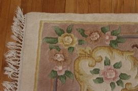 Genuine Chandella Wool Rug

100% Pure New Wool Pile Hand-Woven in India

Loom size: 11'o x 4
Carpet No 43
Code No 769
A Kumar Product

Overall very good condition. Depressions where dining table was, and some light stains. 