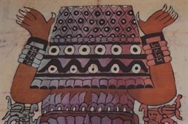 Large Aztec Batik Art Hanging

Very fine material and design. Frame measures 45 3/4"tall x 32 3/4"wide. Art and frame both in excellent condition. Made with Batik treatment. 