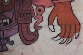 Large Aztec Batik Art Hanging

Very fine material and design. Frame measures 45 3/4"tall x 32 3/4"wide. Art and frame both in excellent condition. Made with Batik treatment. 