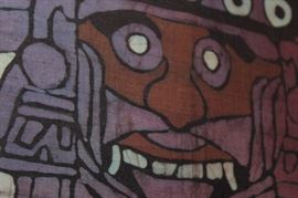 Large Aztec Batik Art Hanging

Very fine material and design. Frame measures 45 3/4"tall x 32 3/4"wide. Art and frame both in excellent condition. Made with Batik treatment. 