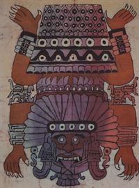 Large Aztec Batik Art Hanging

Very fine material and design. Frame measures 45 3/4"tall x 32 3/4"wide. Art and frame both in excellent condition. Made with Batik treatment. 