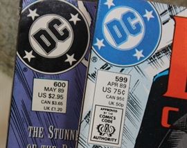 DC Comics and Daily Planet Carousel Toy

Comics include:
Batman: Armageddon 2001. Annual 1991.
Batman: Legends of the Dark Knight. Faith. Part two of three. No. 22. September 1991.
Batman: Legends of the Dark Knight. Gothic. Part one of five. No. 6. April 1990.
Batman: Legends of the Dark Knight. Gothic. Part two of five. No. 7. May 1990.
Batman: Legends of the Dark Knight. Gothic. Part four of five. No. 9. July 1990.
Batman: Legends of the Dark Knight. Gothic. Part five of five. No. 10. Auguest 1990.
Batman: Legends of the Dark Knight. Prey. Part one of five. No. 11. September 1990.
And all other issues shown in photos.

Also includes Schylling Superman Classic Carousel - DAILY PLANET Windup Tin Toy. Comics in overall very good condition. Carousel in very good condition. 