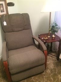 Another recliner; lamp table