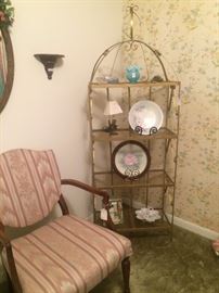 Bedroom chair and etagere 