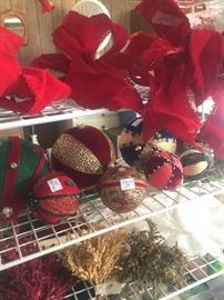 Assorted ribbons and Christmas balls