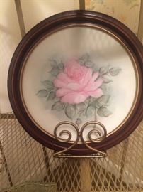 Hand-painted rose display plate