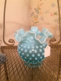 Aqua hob-nail Fenton