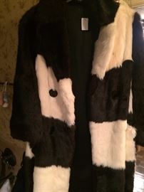 Black & white fur coat