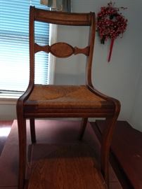 Set of 6 Federal style reed grass seat dining room chairs.