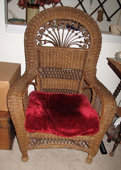 Super wicker chair, probably early Heywood Wakefield.