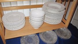 Pier One plates and bowls, can't find the cups. Nice kitchen wares, small appliances and misc. also.