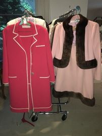 Valentino dress with matching coat, custom wool and mink trimmed suit