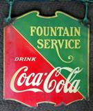 ORIGINAL COCA-COLA DOUBLE SIDED ENAMEL SIGN WITH BRACKET, @ 1933
