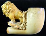 Classic Male Lion Hand Carved Meerschaum Smoking Pipe with Case
