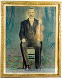 Antique Framed Artwork Musician with Violin