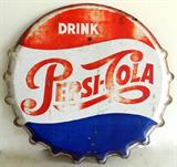 1963 Pepsi-Cola Bottle Cap Metal Sign