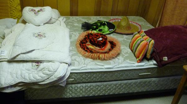 Beds-1 twin ,2 double, bedding