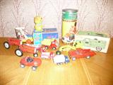 Old toys Tonka fire truck, dune buggy ,Van in box with horses,Captain Robo, LOGS =ETC.