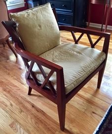 Baker Mahogany Barbara Barry Double X Back Arm Chair (27" x 27" x 31")

