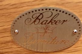 Baker Mahogany Inlaid Round Side Table with 2 Drawers and 2 Pullouts (25")