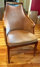 Baker Cherry Trimmed Taupe Velvet Arm Chair (23" x 25" x 39")