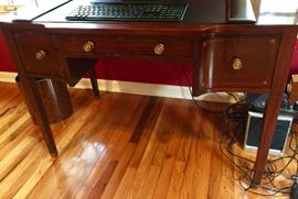 fullsizeoutput 664aBaker Mahogany 3 Drawer Inlaid Writing Desk (44" x 28" x 30")