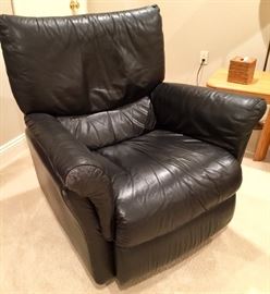 Black Leather Swivel Reclining Rocker
