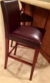 4 Brown Leather Bar Stools