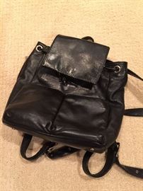 Perlina Black Leather Backpack