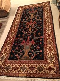 Pesawar Black and Cream Hand Knotted Oriental Rug (5' x 10')