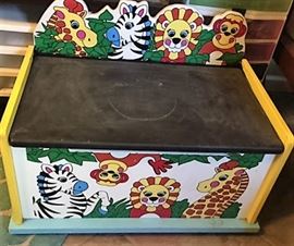 Child's toy storage with slate top