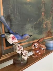 Blue robbin on dogwood blossom bisque